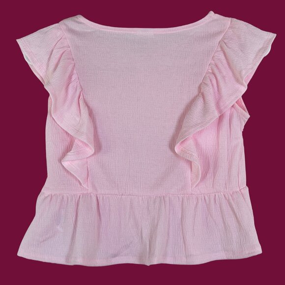 Wonder Nation® Solid Pink Ruffle Top Size 7-8 NEW - Picture 2 of 7
